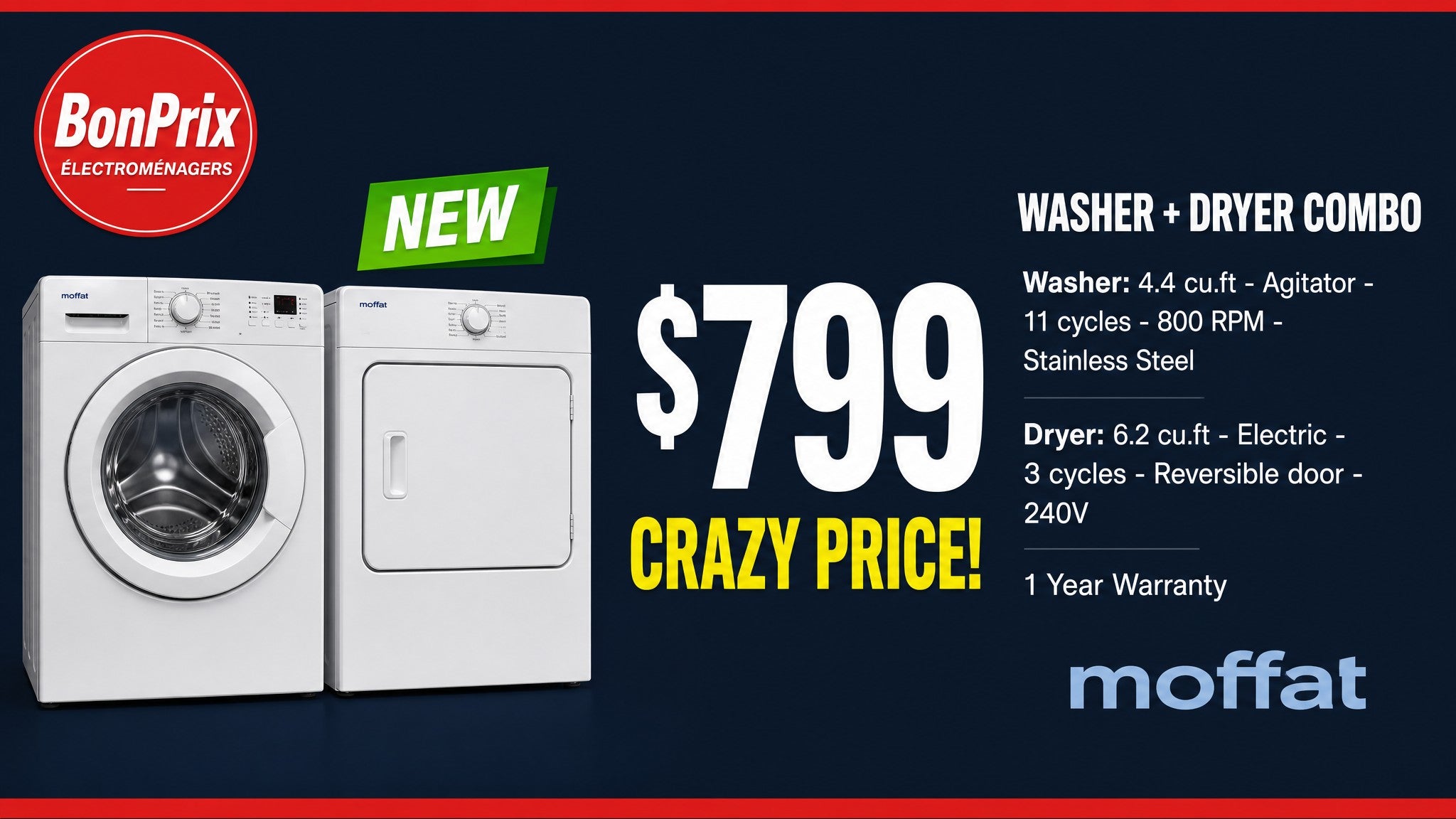 Washer Dryer Combo for $799 – The Best Deal in Quebec