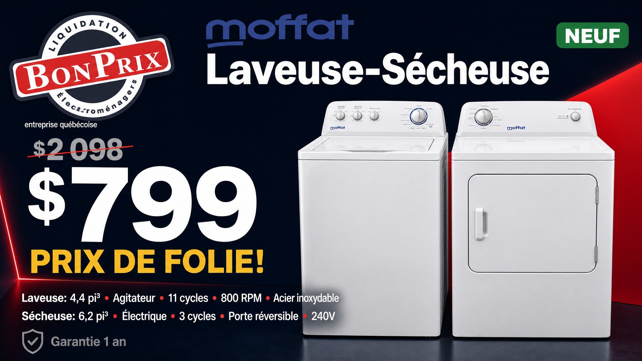 Combo Laveuse-Sécheuse à 799 $ – Le Meilleur Prix au Québec