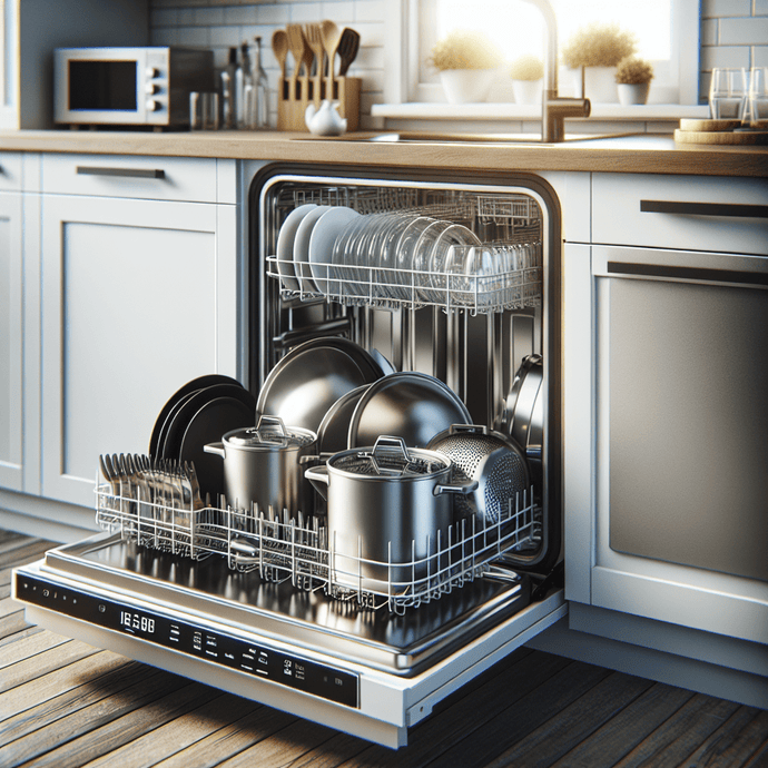 Dishwashers with cleaning cycles for large pots and pans