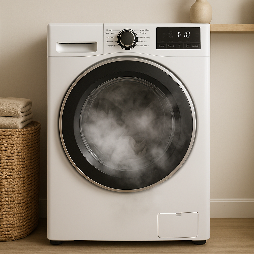 Washing machines with steam washing options for wrinkle removal