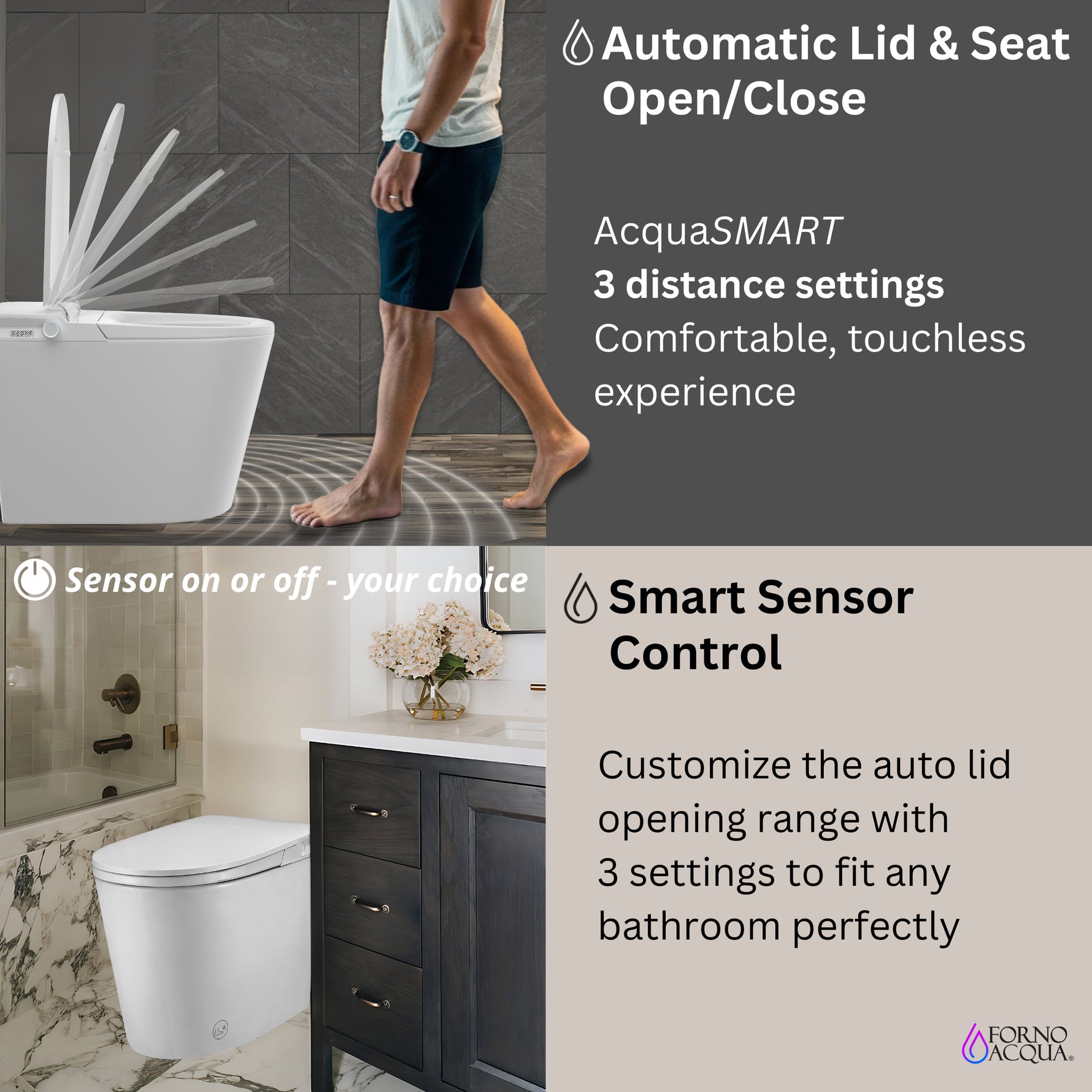 FORNO ACQUA Luxurious Super Smart Toilet. Includes Bidet, Heated Seat, Auto Flush, Auto Lid, Powerful Flush, Ideal for master bathrooms. - BonPrix Électroménagers