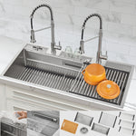 FORNO ACQUA 45 in. Drop-In/Undermount 3-Level Workstation Sink with Two Faucets & Glass Rinser - BonPrix Électroménagers