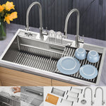 FORNO ACQUA 45 in. Drop-In/Undermount 3-Level Workstation Sink with Two Faucets & Glass Rinser - BonPrix Électroménagers