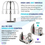 FORNO ACQUA 4 function pull-Down Waterfall Kitchen Faucet Black