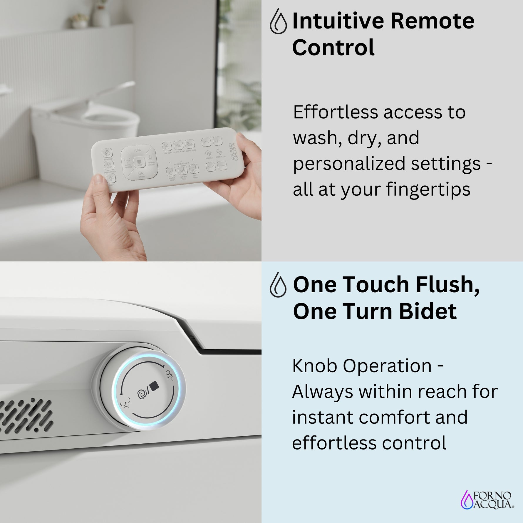 FORNO ACQUA Luxurious Super Smart Toilet. Includes Bidet, Heated Seat, Auto Flush, Auto Lid, Powerful Flush, Ideal for master bathrooms. - BonPrix Électroménagers