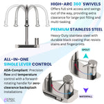 FORNO ACQUA 4 Function Waterfall  Pull-Down Kitchen Faucet Black