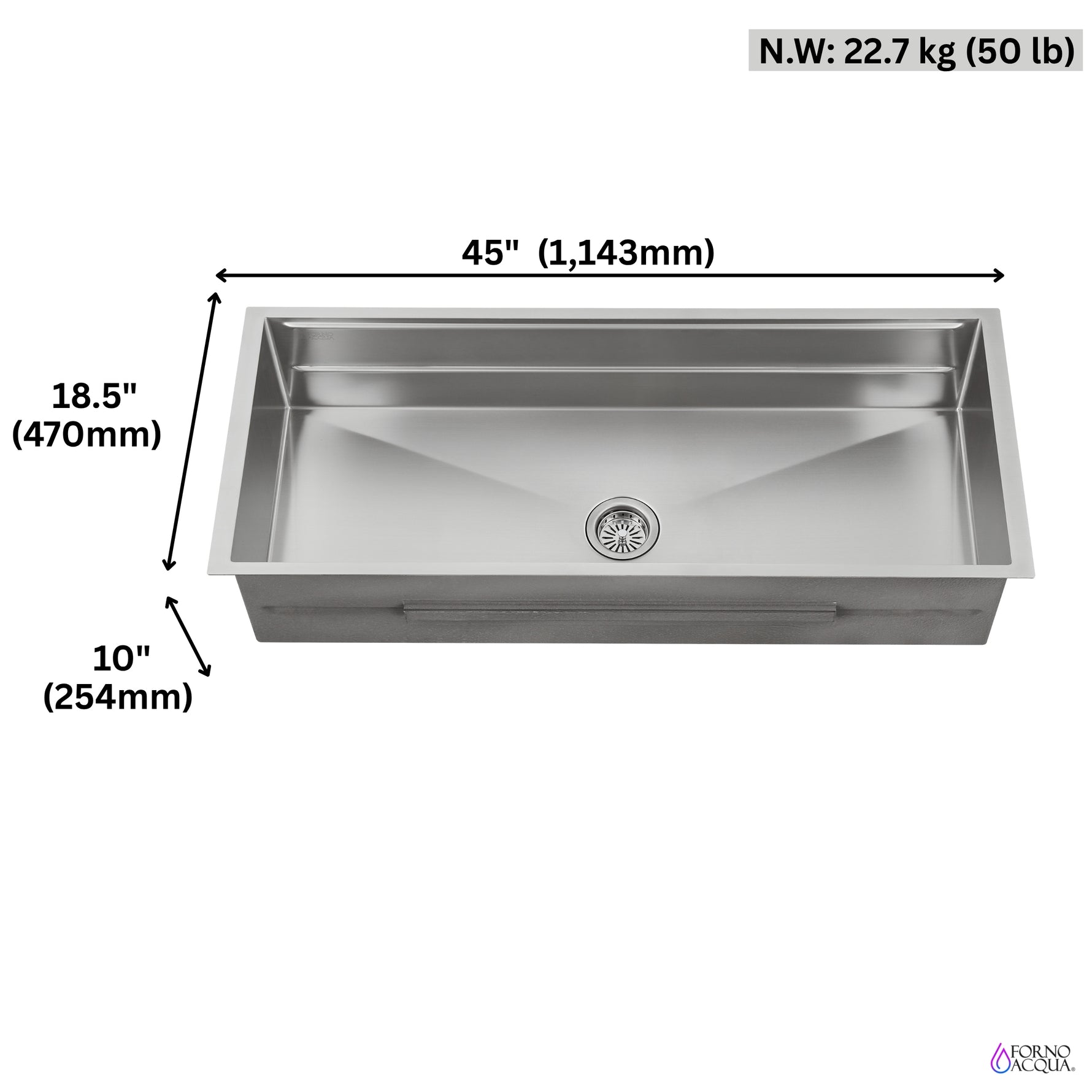 FORNO ACQUA 45 in. Undermount 3-Level Workstation MultiSINK with Custom-Fit Accessories - BonPrix Électroménagers