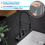 FORNO ACQUA 4 function pull-Down Waterfall Kitchen Faucet Black