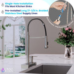 FORNO ACQUA 4 Function  Pull-Down Waterfall Kitchen Faucet Brushed Nickel
