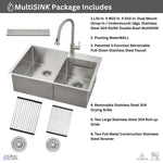 FORNO ACQUA 33 in. Drop-In/Undermount 40/60 Double Bowl Sink with Retractable Faucet & Waterfall - BonPrix Électroménagers