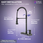FORNO ACQUA 4 function pull-Down Waterfall Kitchen Faucet Black