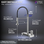FORNO ACQUA 4 Function  Pull-Down Waterfall Kitchen Faucet Brushed Nickel