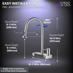 FORNO ACQUA 4 Function Waterfall  Pull-Down Kitchen Faucet Brushed Nickel