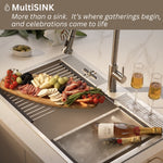 FORNO ACQUA 33 in. Drop-In/Undermount 3-Level Workstation with Retractable Faucet & Glass Rinser - BonPrix Électroménagers