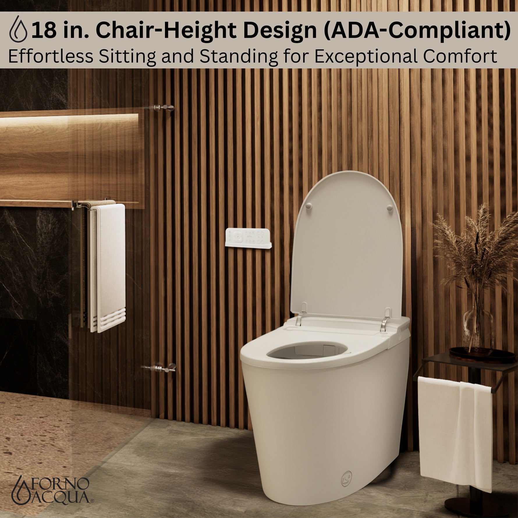 FORNO ACQUA Luxurious Super Smart Toilet. Includes Bidet, Heated Seat, Auto Flush, Auto Lid, Powerful Flush, Ideal for master bathrooms. - BonPrix Électroménagers