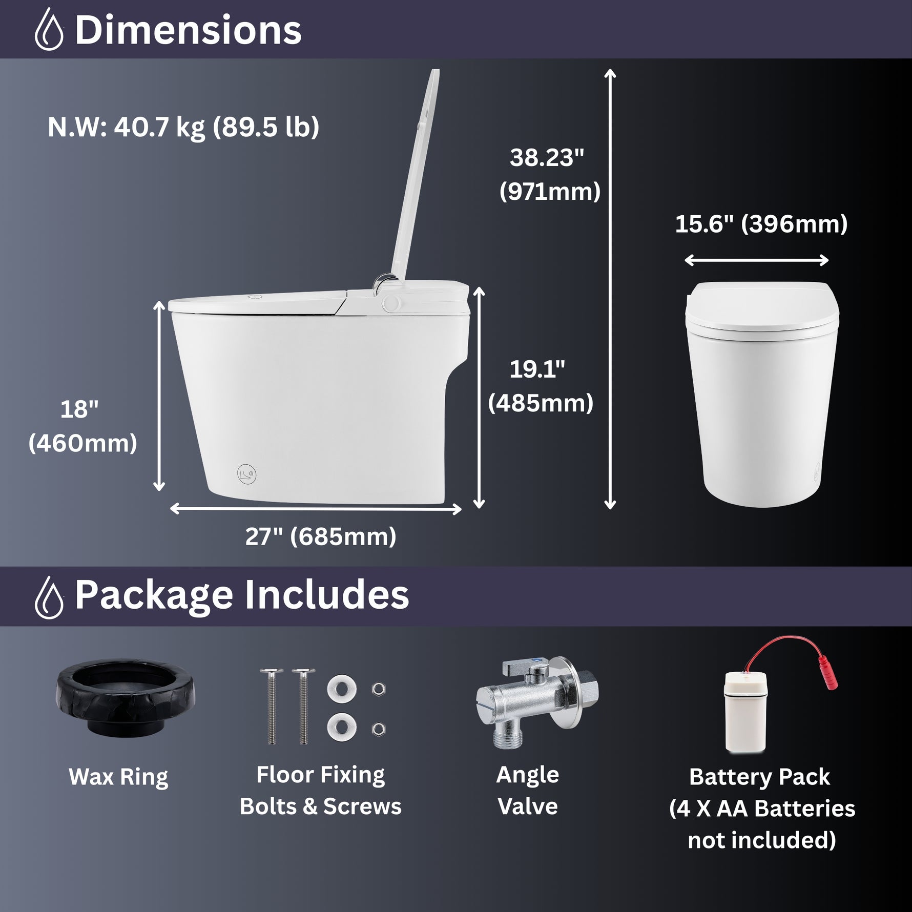 FORNO ACQUA Luxurious Smart Toilet. Includes Heated Seat, Auto Flush, Auto Lid, Powerful Flush, Ideal for Powder Rooms. - BonPrix Électroménagers