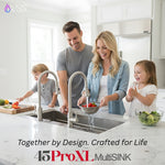 FORNO ACQUA 45 in. Drop-In/Undermount 3-Level Workstation Sink with Two Faucets & Glass Rinser - BonPrix Électroménagers