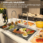 FORNO ACQUA 45 in. Drop-In/Undermount 3-Level Workstation Sink with Two Faucets & Glass Rinser - BonPrix Électroménagers