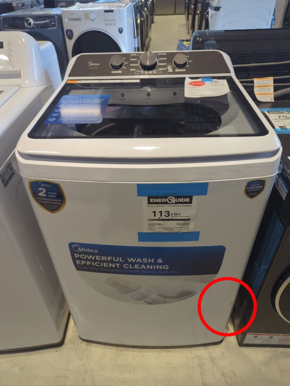 MLTW47A5BWW - WASHERS - Midea - Top Loading - White - Open Box