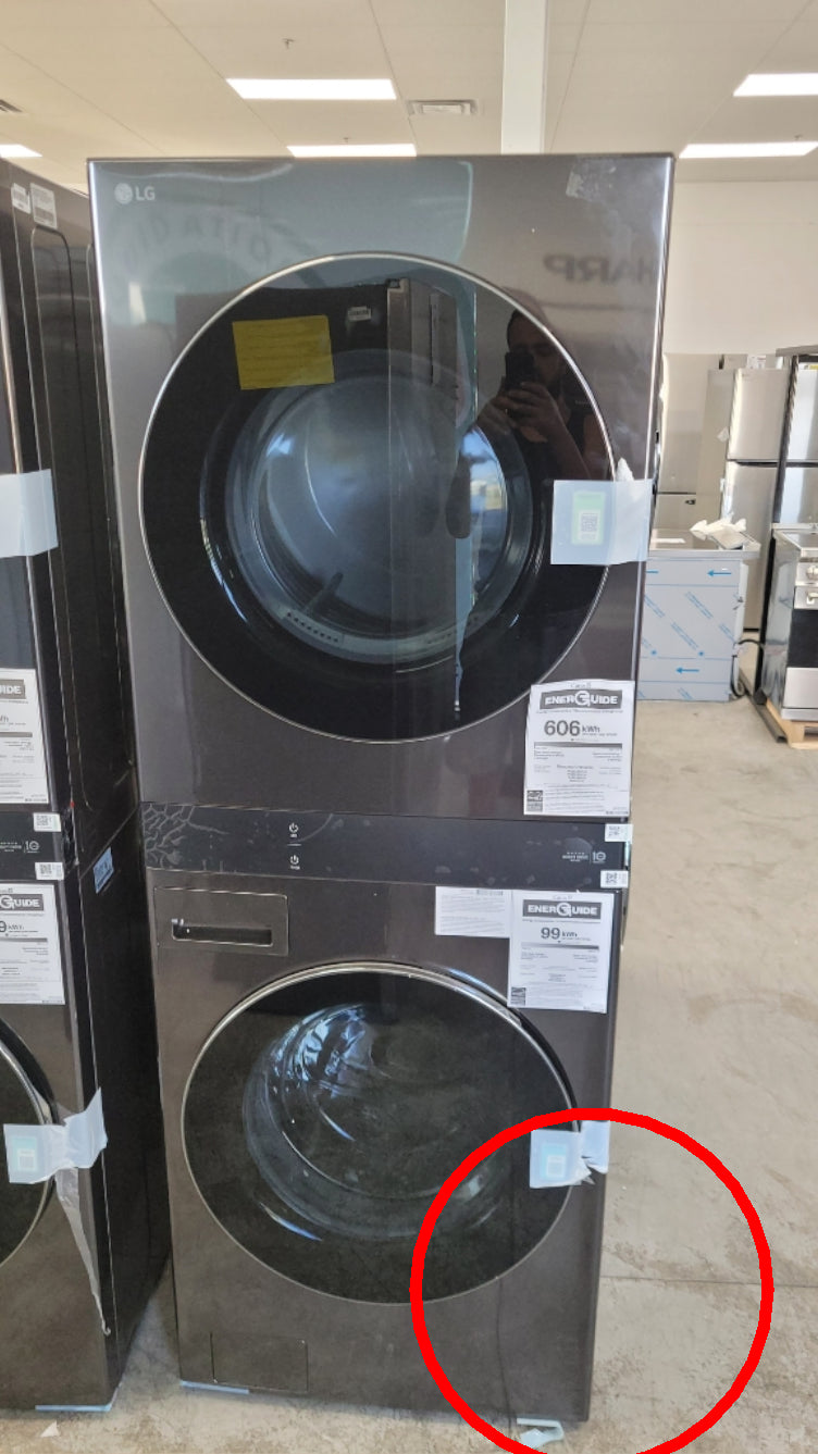 WKEX300HBA - LAUNDRY CENTERS - LG - Stacked Washer/Dryer - Electric - Black Stainless Steel - Open Box