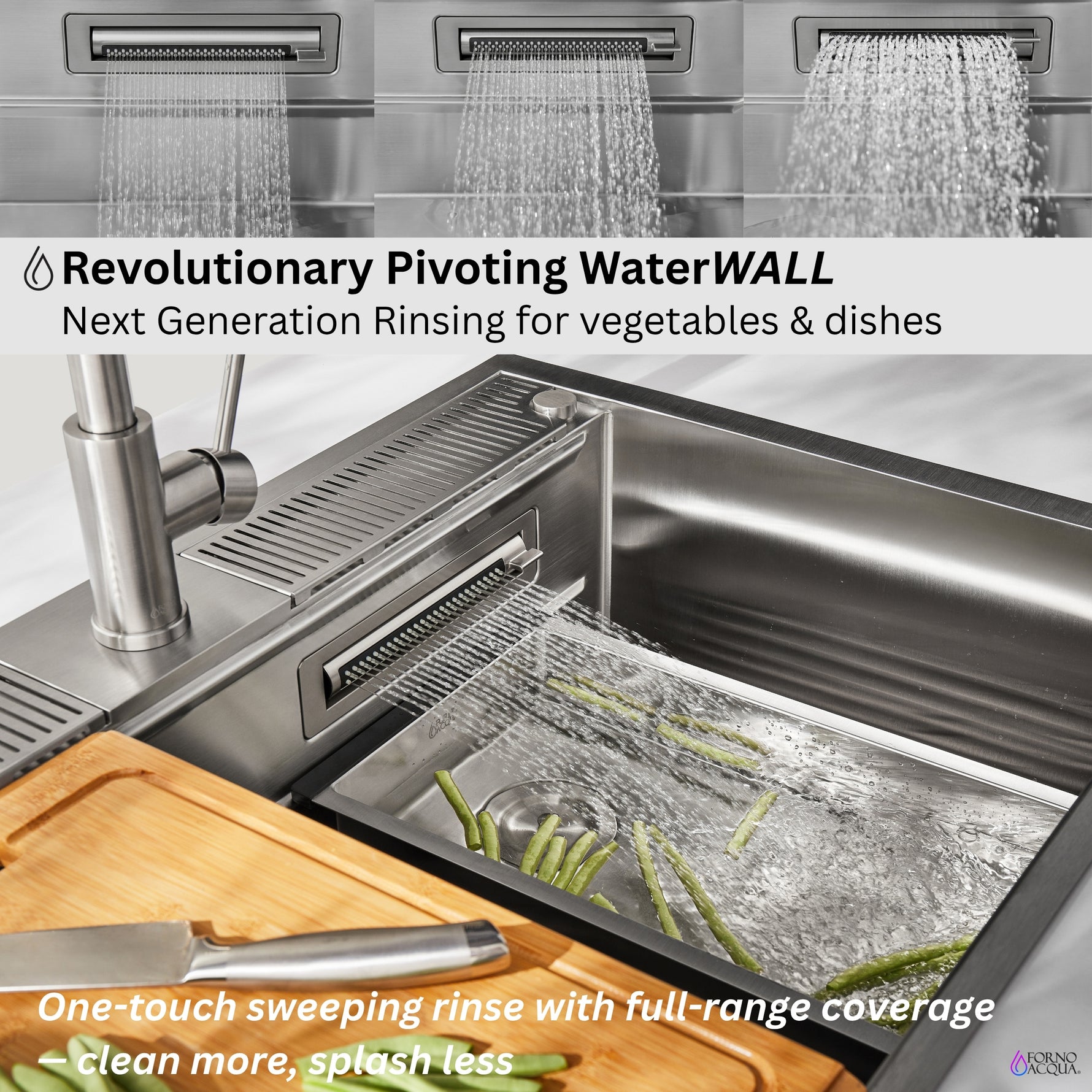 FORNO ACQUA MultiSINK kit with Integrated Waterfall Rinsing and Glass Washing Station.  Includes Chef Faucet and Accessories. - BonPrix Électroménagers