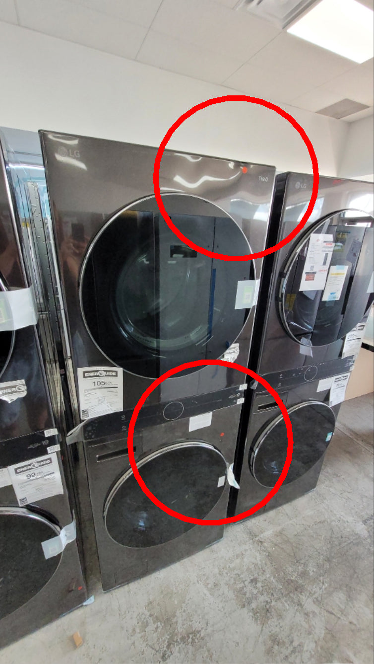 WKEX200HBA - LAUNDRY CENTERS - LG - Stacked Washer/Dryer - Electric - Black Stainless Steel - Open Box