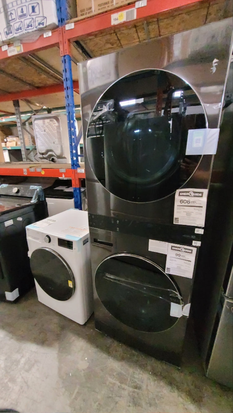 WKEX300HBA - LAVEUSE SÉCHEUSE SUPERPOSÉES - LG - Laveuse/sécheuse superposées - Électrique - Acier inoxydable noir - Boîte Ouverte