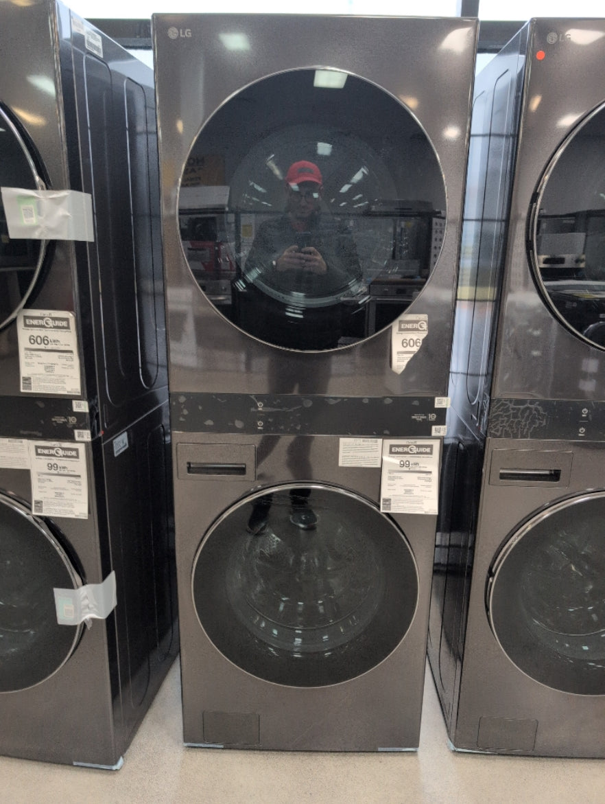 WKEX300HBA - LAUNDRY CENTERS - LG - Stacked Washer/Dryer - Electric - Black Stainless - Open Box