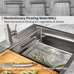 FORNO ACQUA 33 in. Drop-In/Undermount 3-Level Workstation Sink with Faucet, Waterfall & Glass Rinser - BonPrix Électroménagers