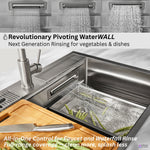FORNO ACQUA 33 in. Drop-In/Undermount 3-Level Workstation with Retractable Faucet & Glass Rinser - BonPrix Électroménagers