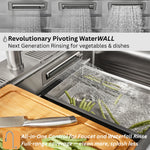 FORNO ACQUA 33 in. Drop-In/Undermount 3 Level Workstation Sink with Faucet, Waterfall & Glass Rinser - BonPrix Électroménagers