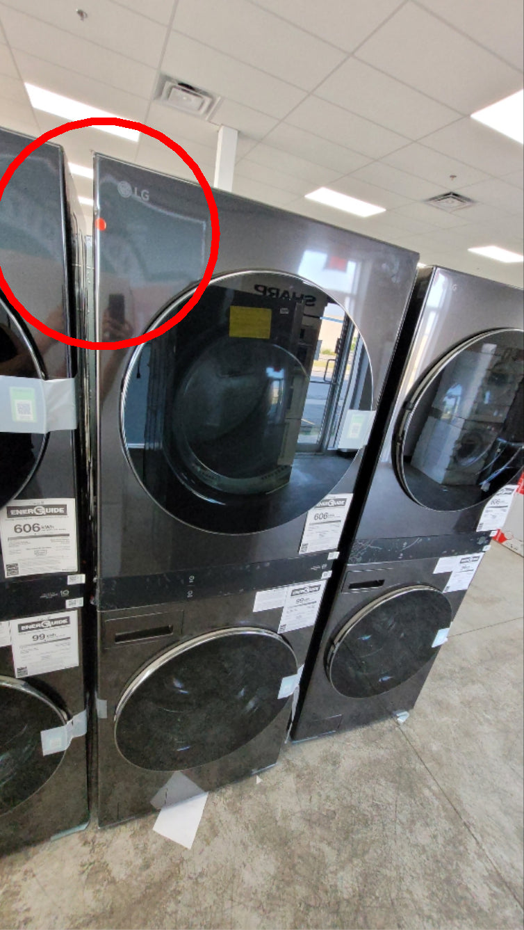WKEX300HBA - LAUNDRY CENTERS - LG - Stacked Washer/Dryer - Electric - Black Stainless Steel - Open Box