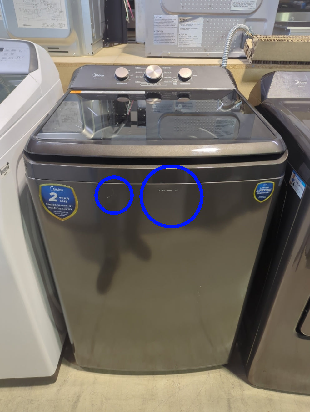 MLTW47A5BGG - WASHERS - Midea - Top Loading - Metallic Grey - Open Box