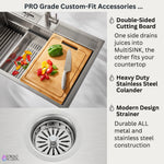 FORNO ACQUA 33 in. Drop-In/Undermount 3-Level Workstation Sink with Waterfall Faucet & Glass Rinser - BonPrix Électroménagers