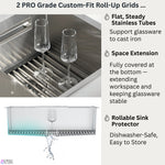 FORNO ACQUA 33 in. Drop-In/Undermount 50/50 Double Bowl Stainless Steel Sink with Faucet & Waterfall - BonPrix Électroménagers