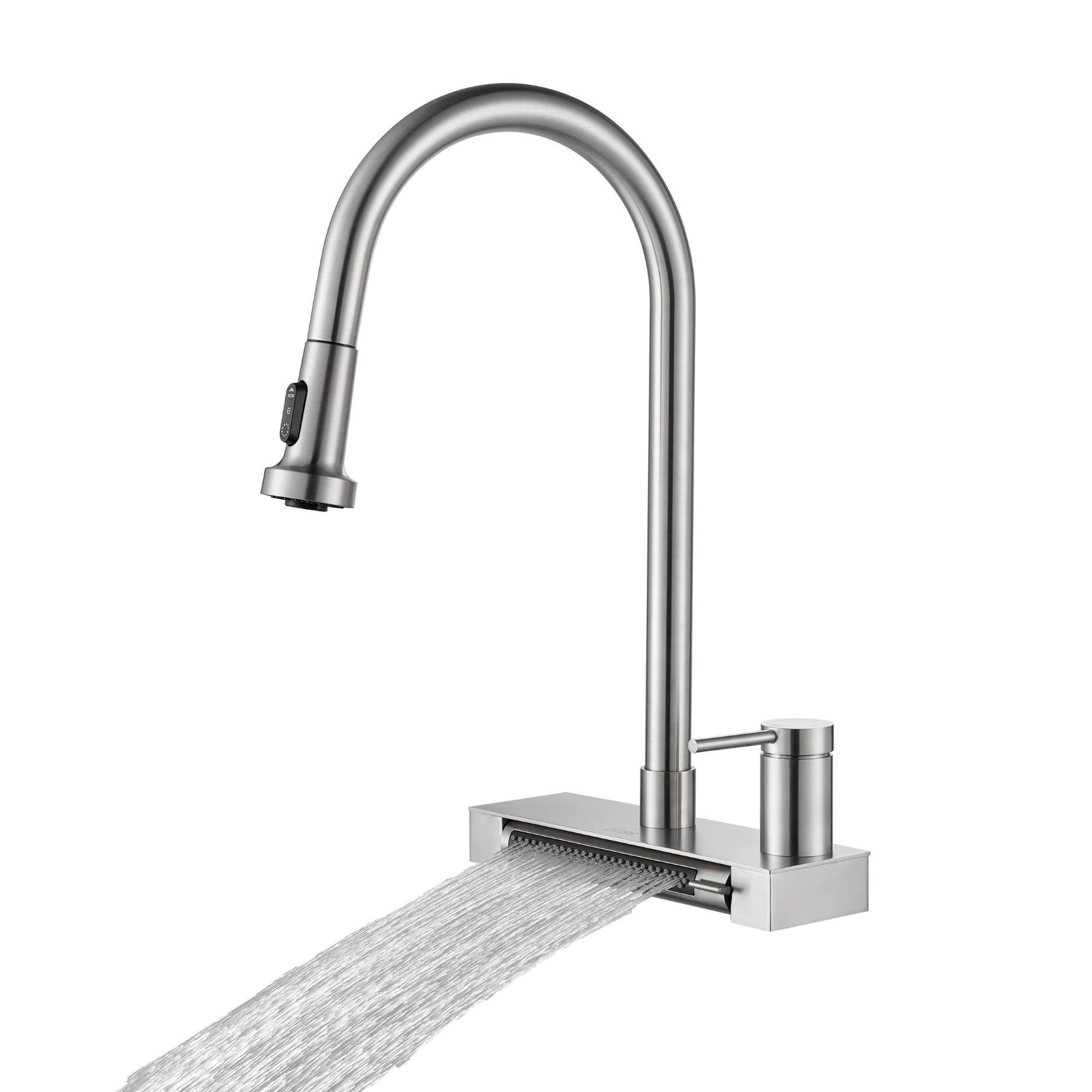 FORNO ACQUA 4 Function Waterfall  Pull-Down Kitchen Faucet Brushed Nickel