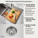 FORNO ACQUA 33 in. Drop-In/Undermount 3-Level Workstation Sink with Faucet, Waterfall & Glass Rinser - BonPrix Électroménagers