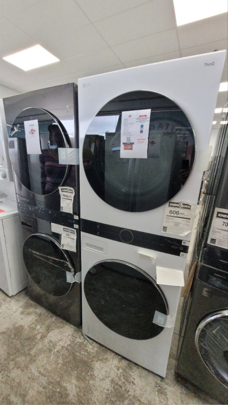 WKEX200HWA - LAUNDRY CENTERS - LG - Stacked Washer/Dryer - Electric - White - Open Box - BonPrix Électroménagers