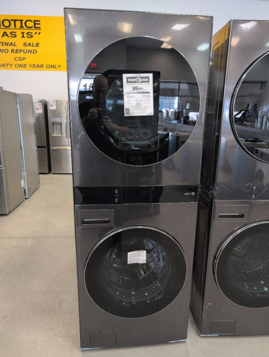 WKEX300HBA - LAUNDRY CENTERS - LG - Stacked Washer/Dryer - Electric - Black Stainless Steel - Open Box - BonPrix Électroménagers