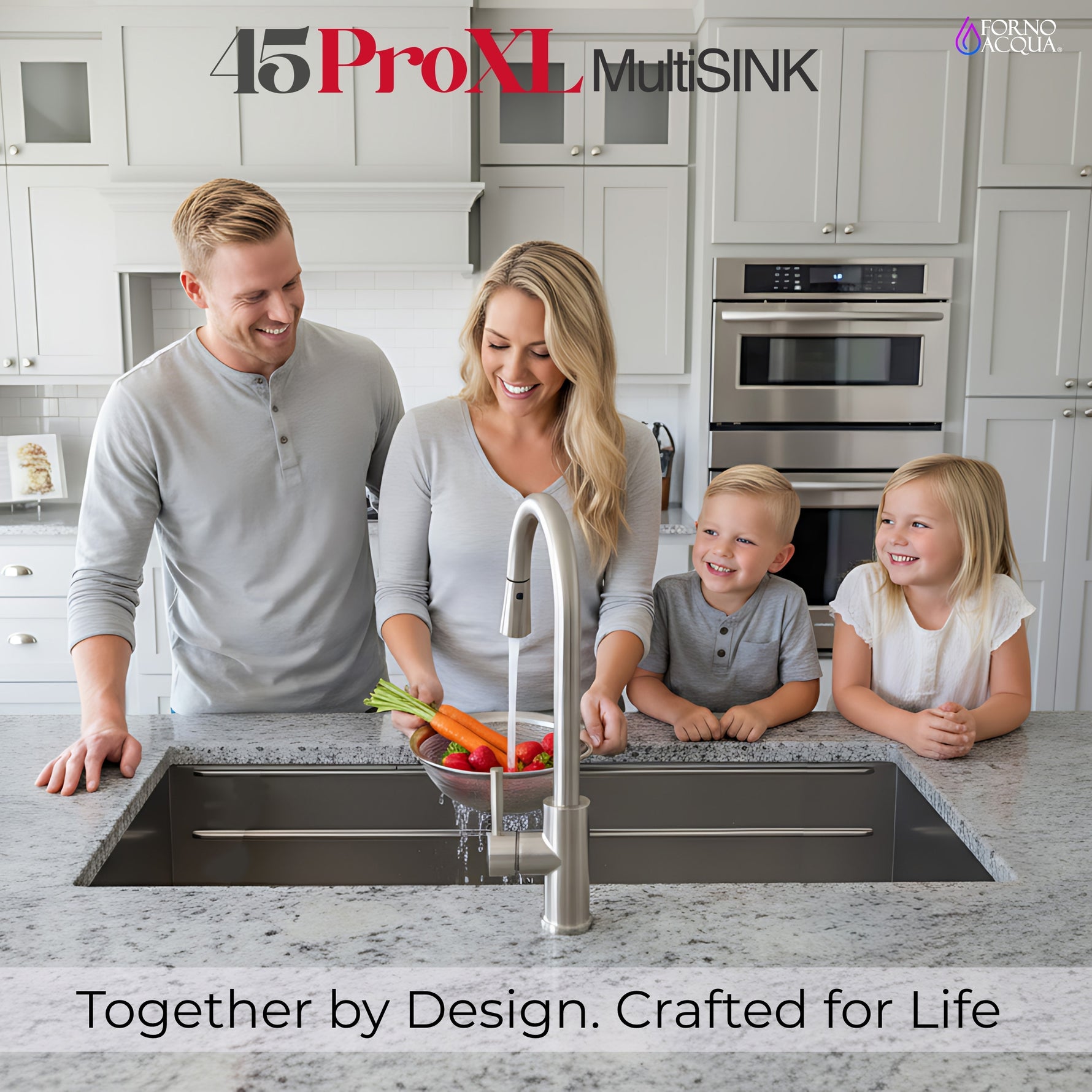 FORNO ACQUA 45 in. Undermount 3-Level Workstation MultiSINK with Custom-Fit Accessories - BonPrix Électroménagers