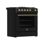 Forno Leonardo Espresso 30-Inch Black Gas Range, 5 Burners, 39,500 BTU, 5 cu.ft Convection Oven - BonPrix Électroménagers
