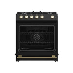 Forno Leonardo Espresso 30-Inch Black Gas Range, 5 Burners, 39,500 BTU, 5 cu.ft Convection Oven - BonPrix Électroménagers