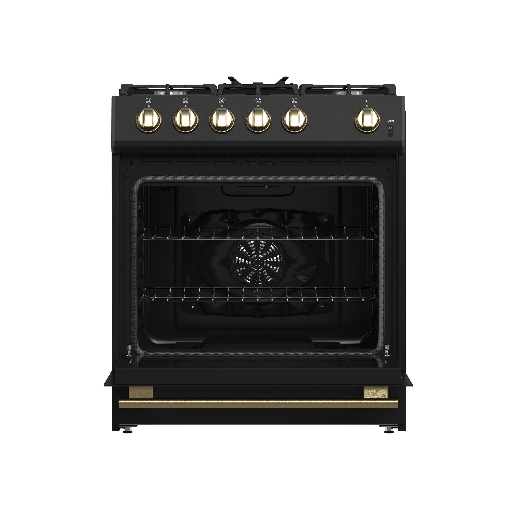 Forno Leonardo Espresso 30-Inch Black Gas Range, 5 Burners, 39,500 BTU, 5 cu.ft Convection Oven - BonPrix Électroménagers