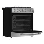 Forno Leonardo 30-Inch Stainless Steel Gas Range, 5 Sealed Burners (Totaling 39,500 BTU), 5 cu.ft. Convection Oven, Continuous Cast Iron Grates, Black Enamel Interior, Auto Re-Ignition, LP Conversion Kit Included - BonPrix Électroménagers