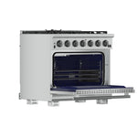 Forno Capriasca 36-Inch Gas Range, Stainless Steel, 6 Brass Burners, 120,000 BTU, Convection Oven, Energy Efficient - BonPrix Électroménagers