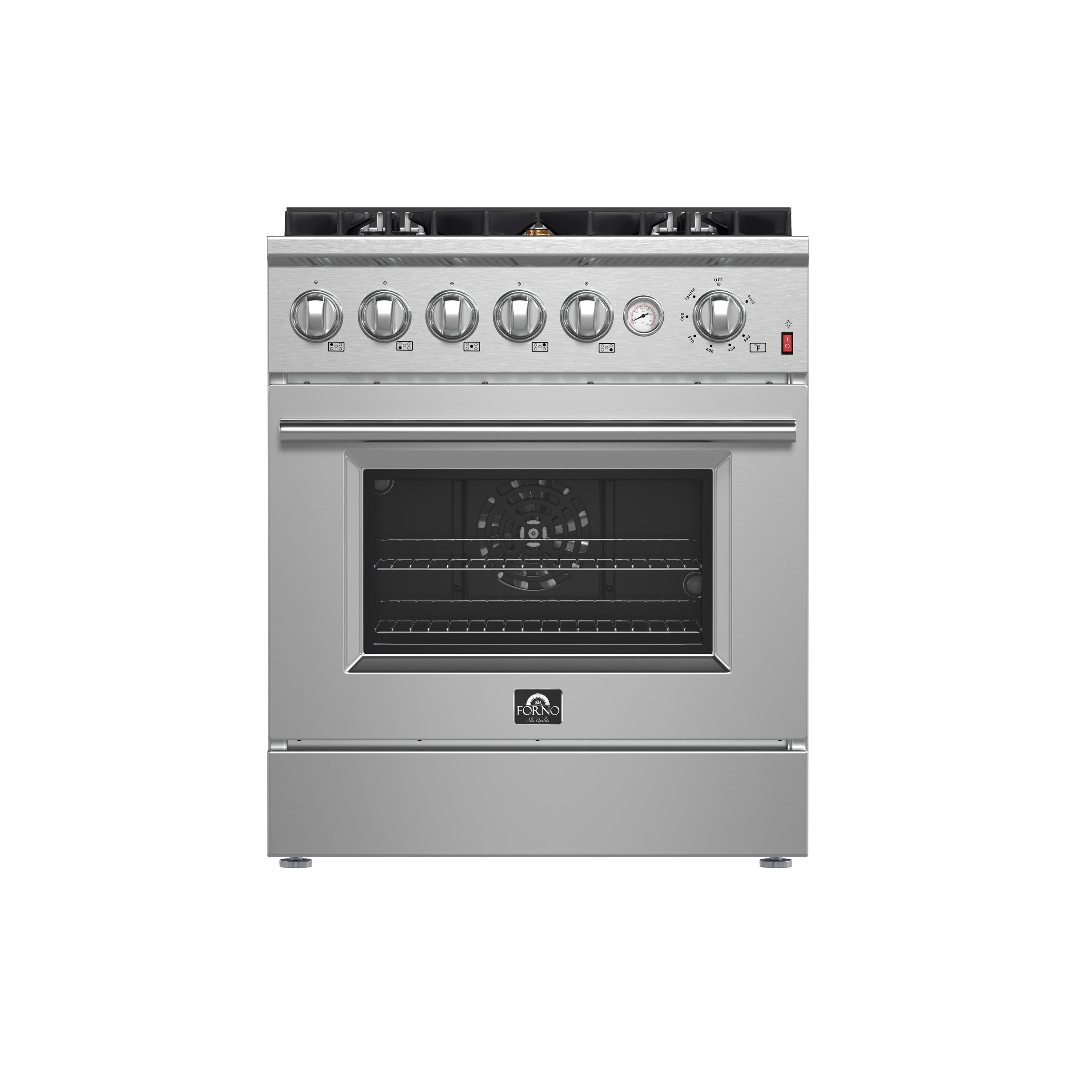 FORNO Giovanni 30-inch Gas Range Stainless Steel, 5 Burners 67,000 BTU, 4.32 cu.ft. Convection Oven - BonPrix Électroménagers
