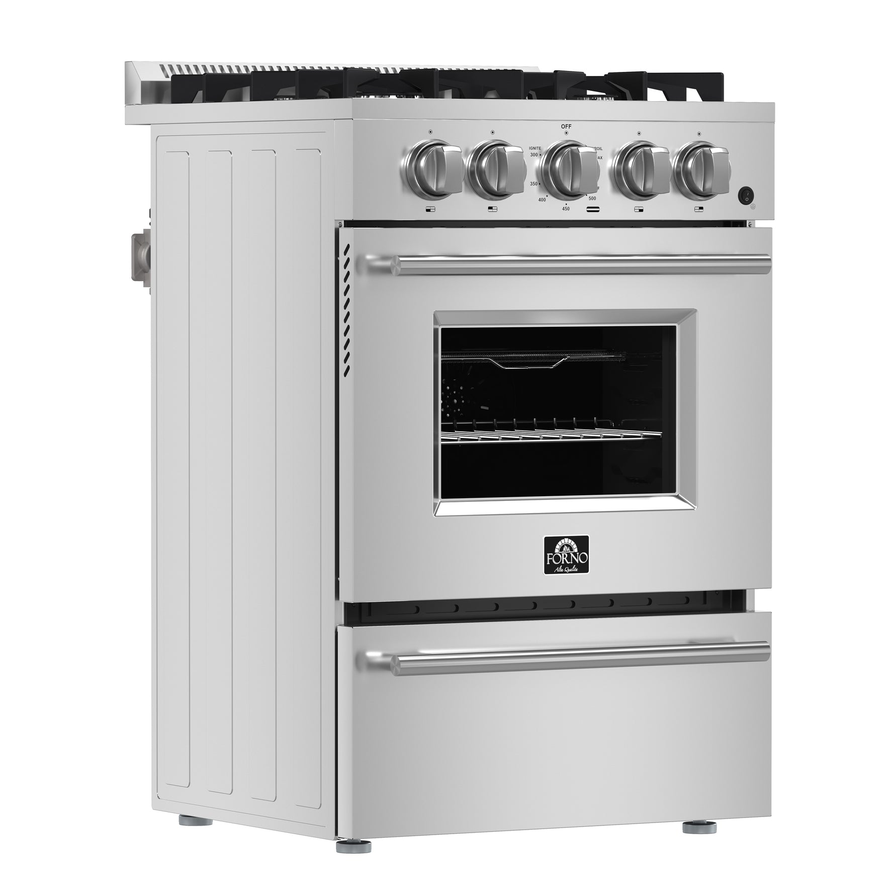 Forno Breno 24-Inch Freestanding Gas Range, Plug Included, Energy Efficient - BonPrix Électroménagers