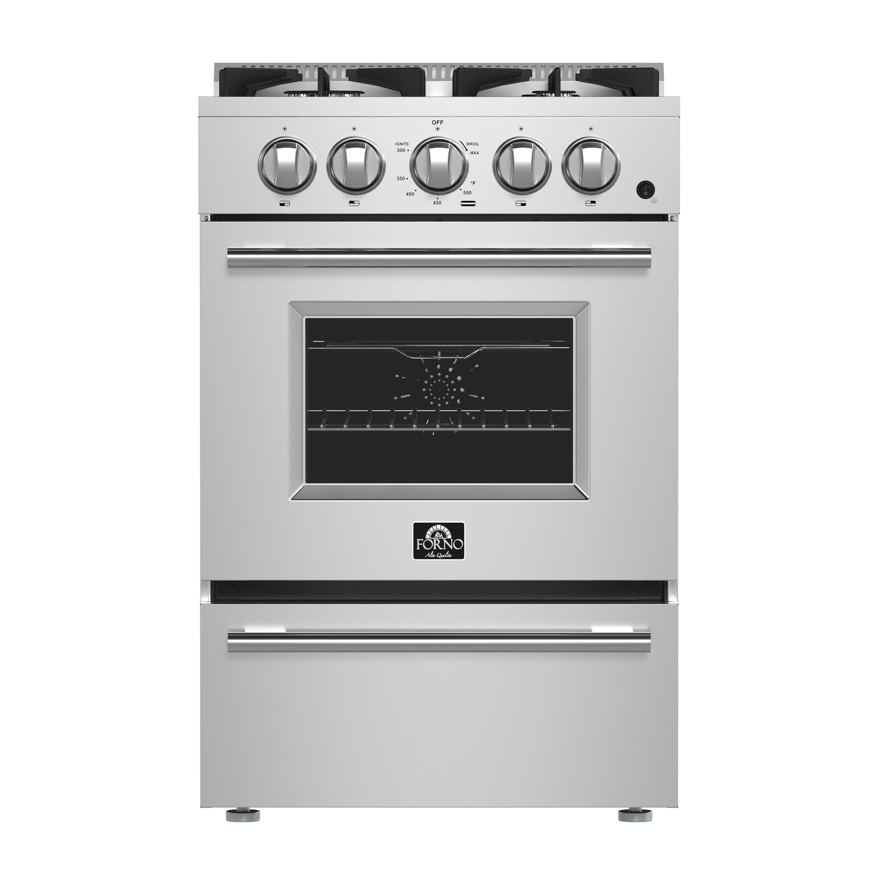Forno Breno 24-Inch Freestanding Gas Range, Plug Included, Energy Efficient - BonPrix Électroménagers
