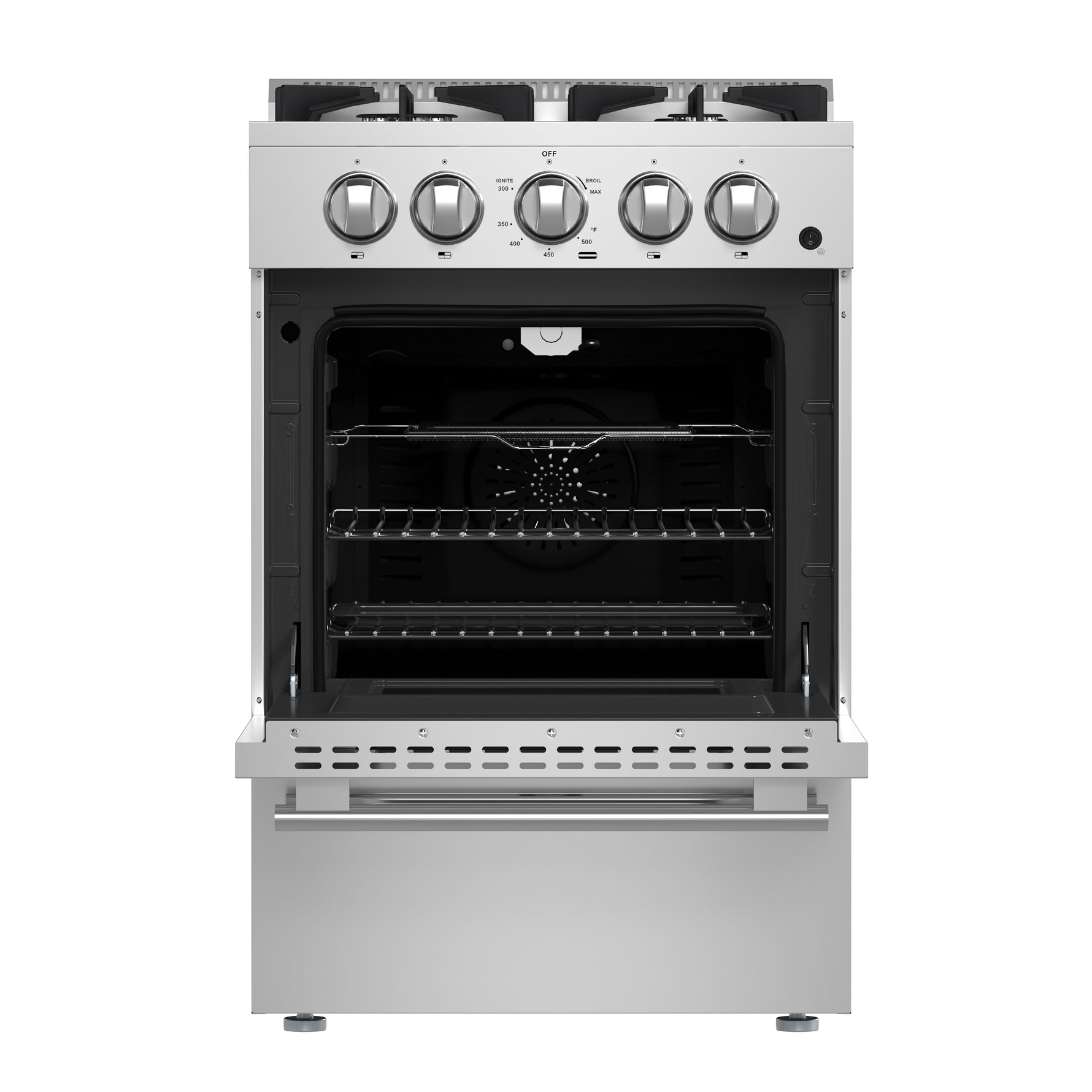 Forno Breno 24-Inch Freestanding Gas Range, Plug Included, Energy Efficient - BonPrix Électroménagers