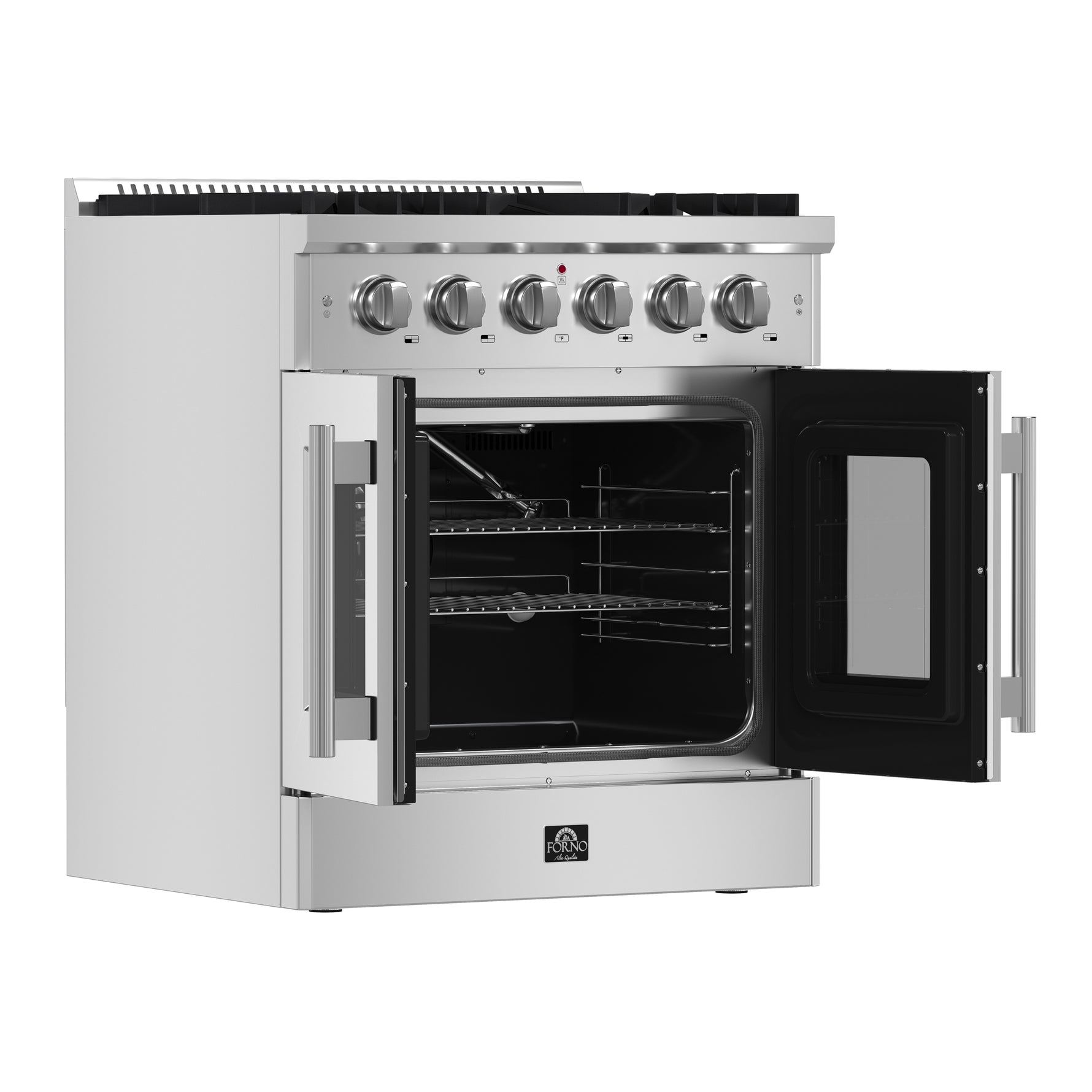 Forno Galiano 30-Inch Freestanding French Door Gas Range, 4 Burners, Convection Oven, Energy Efficient - BonPrix Électroménagers